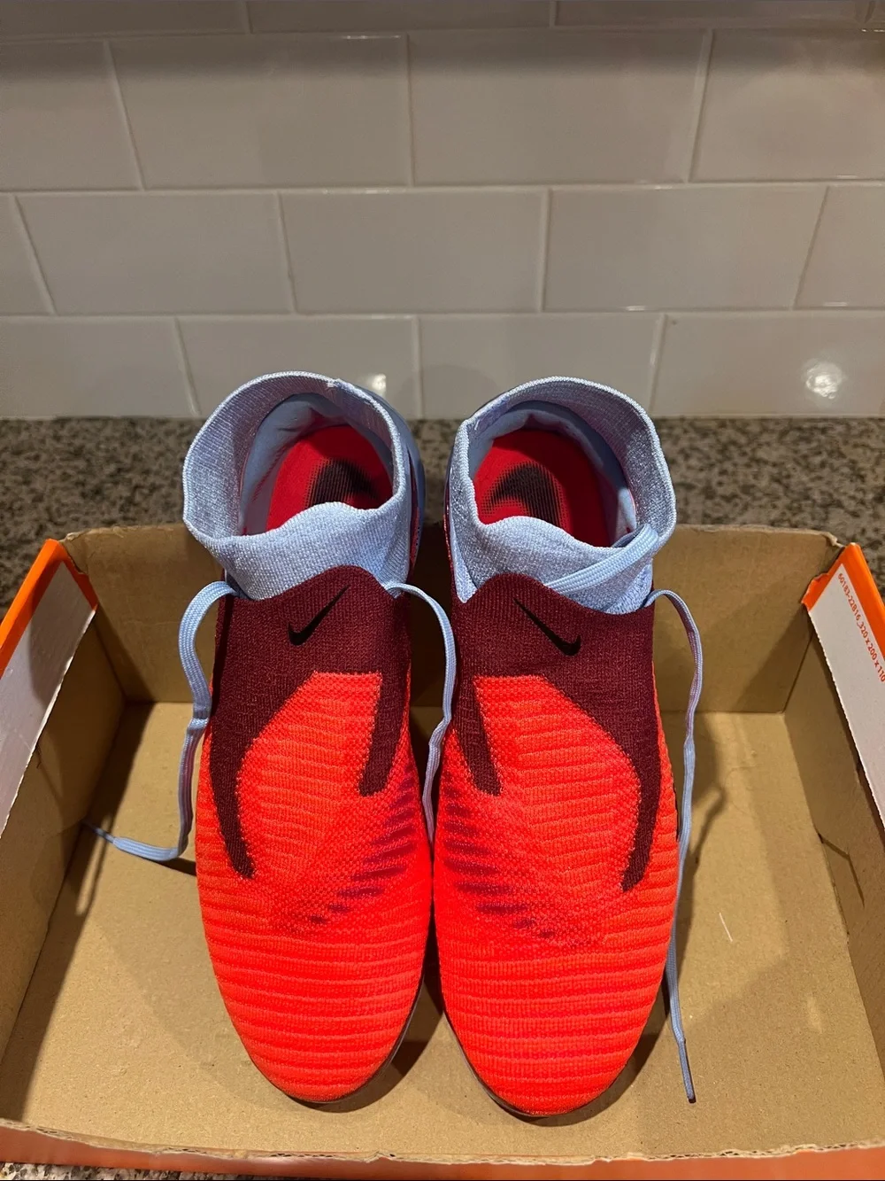 Nike Bright Red and Maroon Sock-Style Soccer Shoes